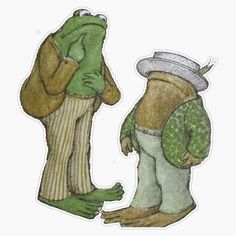 the frog and toad are standing next to each other