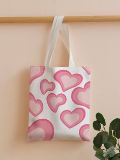 Free Returns ✓ Free Shipping On Orders $49+ ✓. Heart Print Shopper Bag- Women Tote Bags at SHEIN. Fabric Painting Aesthetic, Cute Fabric Painting, Cute White Bag For Valentine's Day, Cute White Bags For Valentine's Day, Cute Heart Print Bag For Valentine's Day, Casual Pink Bag For Valentine's Day, Totes Bag Aesthetic, Cute Tote Bag Ideas, Bag Ideas Design