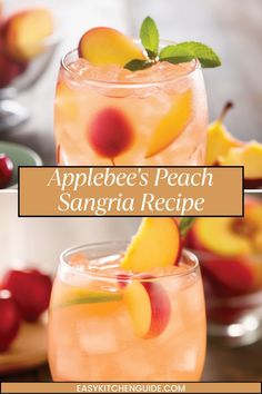 Whether you're hosting a party or looking for something fun to sip on, try out this easy and delicious recipe for Applebees peach sangria! Applebees Peach Sangria Recipe, Applebees White Peach Sangria Recipe, Peach Wine Sangria, Applebees Sangria, Peach Sangria Recipes Easy, Outback Sangria Recipe, White Sangria Recipe Peach, Peach Sangria With Peach Schnapps, Wine Drinks Recipes