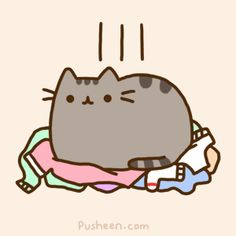 a drawing of a cat laying on top of a blanket