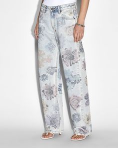 Buy Low Rider Cyberflora | Ksubi | Ksubi ++ Casual Wide Leg Jeans With Floral Print, Casual Floral Print Straight Leg Jeans, Casual Straight Leg Floral Print Jeans, Trendy Printed Jeans For Spring, Trendy Spring Printed Jeans, Relaxed Fit Wide Leg Jeans With Floral Print, Floral Print Wide Leg Jeans With Relaxed Fit, Floral Print Wide Leg Relaxed Fit Jeans, Relaxed Fit Wide Leg Floral Print Jeans