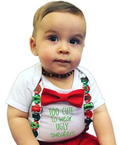 Christmas Outfit Baby Boy Too Cute For An Ugly Sweater – Noah's Boytique Baby Boy Christmas Photo No Shirt, Baby Boy Holiday Outfit, Baby Sweater Romper Christmas, Baby Christmas Sweater Romper, Newborn Christmas Outfit, My First Christmas Outfit, Baby Boy Christmas Outfit, Toddler Christmas Outfit, Christmas Pictures Outfits