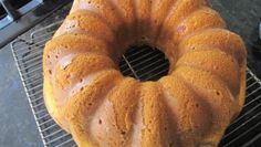 a bundt cake sitting on top of a cooling rack