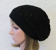 Knitted Handmade Slouchy Beret . PLEASE CONTACT ME FOR DIFFERENT COLOURS. The Hat is available in three different sizes : S- 51-54 cm (20-21 inches) in circumference M- 54-57 cm (21-22.5 inches) in circumference L- 57-60 cm (22.5-23.5 inches) in circumference If you would like the hat in special size ,please contact me I will make it for you. Also available to order the matching fingerless gloves. Just contact me please. This item made from 100% acrylic . Hand wash only 30-40 d , Minimum Wash, S Lace Beret, Knitting Tam, Fall Beanie, Slouchy Beret, Fall Beanies, Black Beret, Women Hat, Knit Alpaca, Winter Beanie