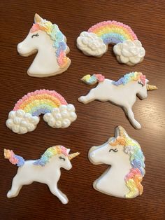 the cookies are shaped like unicorns and rainbows