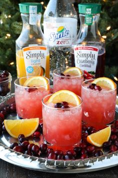 cranberry lemonade punch on a platter