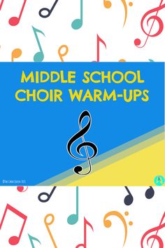 the middle school choir warm - ups is shown with musical notes and trebles