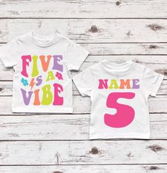 5th Birthday Toddler Shirt, Five is a Vibe 5th Birthday Shirt, 5 is a Vibe, 5th Birthday Girl, Retro Fifth Birthday, Retro Birthday Party - Etsy Aruba 5th Birthday Girl, Retro Birthday Party, 5th Birthday Shirt, Retro Birthday Parties, 5th Birthday Girls