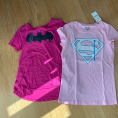 2 Super Hero T-Shirts Batman And Super Woman Size 10/12 Superhero Shirts Womens, Girls Superhero Shirt, Superhero Birthday T-shirt With Short Sleeves, Empire Waist Tops, Superhero Cotton T-shirt With Graphic Print, Y2k Girl, Old Navy Kids, Batman T Shirt, Superhero Character Print Short Sleeve T-shirt