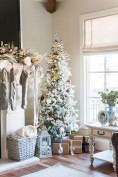 a decorated christmas tree in a living room