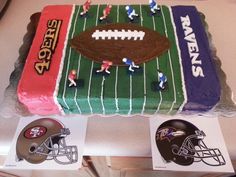 a cake decorated to look like a football field