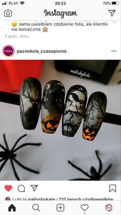 Halloween Nail Design, Black Halloween Nails, Horror Nails, Nail Art Halloween, Holloween Nails, Halloween Nails Easy, Halloween Acrylic Nails, 2023 Halloween, Cute Halloween Nails