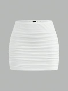 SHEIN EZwear Saia curta bodycon translúcida de camada dupla de malhaDescobri produtos incríveis no SHEIN.com, venha conferir! White Bodycon Skirt, White Ruffle Skirt, Mini Skirt White, White Pencil Skirt, White Mini Skirt, Shein Outfits, Bodycon Skirt, Plus Size Skirts, Body Con Skirt