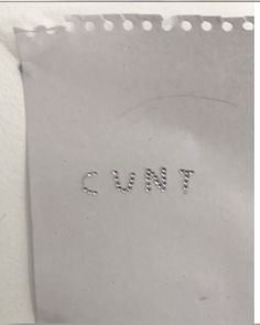 a piece of paper with the word gum written on it