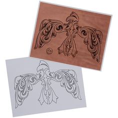 two different designs are shown in the same drawing technique as each one is drawn on paper