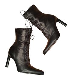 Genuine Leather High Ankle Lace Up Boots/3.5" Heels/Side Zipper Closure Size 23.5 Fits like Size 7/Made In Brazil. Due to the delicate nature of our vintage items, we do not accept returns. Please connect with me with any questions or comments (: Thanks for looking! Ankle Lace Up Boots, Bra Items, Dream Outfits, Made In Brazil, Bra Lingerie, Lace Up Boots, Side Zipper, Ritual, Vintage Items