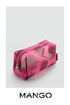 Medium, Transparent design, Zip fastening, Printed design Pink Rectangular Cosmetic Bag For Summer, Summer Pink Rectangular Cosmetic Bag, Pink Pouch Cosmetic Bag For Summer, Modern Pink Bag With Zipper Pouch, Cosmetics Bag, Transparent Design, Printed Design, Cosmetic Bag, Bags Women