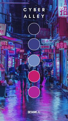 Cool Pallete Color, Most Beautiful Color Palette, Cyberpunk Colors Palette, Color Pallete Drawings, Different Colour Palettes, Color Pallets Drawing, Color Palette High Contrast, Cyberpunk Pallete Color, Vtuber Color Palette