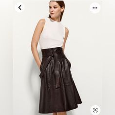 Nwt Massimo Dutti Leather Belted Midi Skirt Massimo Dutti Women Outfits, Massimo Dutti Outfit Woman, Massimo Dutti Leather Jacket, Massimo Dutti Yellow Leather Midi Dress, Massimo Dutti Striped Cardigan, Belted Midi Skirt, Massimo Dutti, Women Skirts Midi, Leather Belt