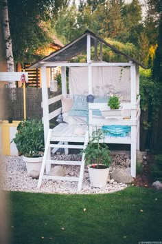 It doesn't take a lot to have a beautiful backyard. Fort Ideas, Backyard Kids, Garden Playhouse, Fun Backyard, Backyard Playhouse, Build A Playhouse, She Sheds, Backyard For Kids, Backyard Projects