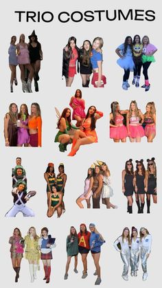 the poster shows many different types of women dressed in costumes and posing for pictures with each other