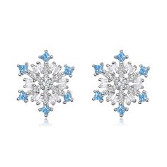 PRICES MAY VARY. Want to add something "bling" in winter? This pair of snowflake earrings will be a GREAT choice for you. And they will be an ideal gift for your lover, wife, fiancee, daughter, mother, your special someone in winter, especially for Christmas. These snowflake stud earrings are made of 925 Sterling Silver and gorgeous cubic zirconia. Nickel free, Lead free and Hypoallergenic. 925 Sterling Silver is suitable for sensitive skin to wear. It will look gorgeous when you wear these snow Snowflake Flower, Winter Earrings, Daughter Mother, Snowflake Earrings, Winter Snowflakes, Jewelry Fashion Trends, Jewelry Gift Box, San Valentino, 925 Sterling Silver Jewelry