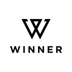 the winner logo is shown in black and white, with an inverted triangle at the bottom