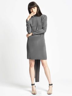 Back Loop Dress in charcoal gray silk, perfect for a cocktail or evening out! Made in New York. Shop online $500. Old Magician, 40 Dress, Gray Silk, Cocktail Evening Dresses, Create Outfits, Silk Crepe, The Knot, Fall Dresses, Evening Dress