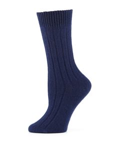 Exclusively ours. Neiman Marcus socks in wide-rib knit. Ribbed cuff prevents slipping. Approx. 10.5"L. Cashmere/nylon. Hand wash. Made in Italy. Ribbed Socks, Top Designers, In Fashion, Neiman Marcus, Rib Knit, Tops Designs, Cashmere, In Italy, Hand Wash