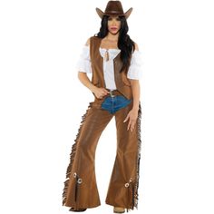 Get ready to jump on your horse and ride until you can't anymore with this amazing costume! You can transform into an authentic looking cowgirl straight out of a Wild West fantasy. This costume is perfect for bing a bank robbing outlaw or a law abiding sheriff. You'll look amazing no matter how you decide to style it! Size: x-large. Gender: 3550Women. Age Group: adult. Toddler Cowgirl, Cowboy Theme Party, Barbie Costume, Cowboy Theme, Diy Halloween Costumes Easy, Women Costumes, Cowgirl Costume, Cowgirl Outfits, Diy Halloween Costumes