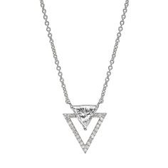 Unique Triangle Diamond Pendant This stunning triangle diamond pendant is made with 14k white gold and features a GIA-certified. The pendant measures 15.60mm x 13.60mm and is set in a unique spear design.  The pendant comes with a free 47cm white gold necklace. The center diamond weighs 1.00 carat and is E color, SI1 clarity- GIA certificate (Pic of certificate at photos).  The additional 25 diamonds weigh 0.15 carats and are D-F color, VS2-SI1 clarity. All the diamonds are 100% Natural diamonds Modern Trillion Cut Jewelry With Single Cut Diamonds, Formal White Gold Trillion Cut Jewelry, White Platinum Trillion Cut Jewelry, Luxury White Gold Trillion Cut Jewelry, Elegant Triangle Jewelry For Formal Occasions, Formal Triangle Sterling Silver Jewelry, White Gold Jewelry With Brilliant Trillion Cut, Trillion Cut Brilliant White Gold Jewelry, Triangle Diamond Necklace