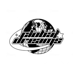 the logo for global dreams is shown in this black and white photo, with an earth globe