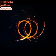 two orange fire sparklers in the dark with text that reads 3 mode yellow 120 ah