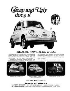 an advertisement for a car that is parked in front of another car, with the words happy