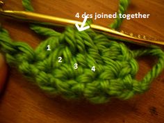 the crochet stitch is being worked on