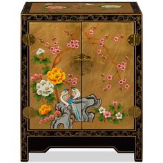 Check out US Seller - Gold Leaf Chinoiserie Bird and Flower Oriental Cabinet, the latest item I added on eBay! #eBay #eBaySeller Intricate Paintings, Paintings Of Birds, Asian Wall Art, Accent Chests, Floral Borders, Chinoiserie Motifs, Lacquer Furniture, China Cabinet Display, Bird And Flower