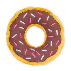 a donut with pink and white sprinkles on it