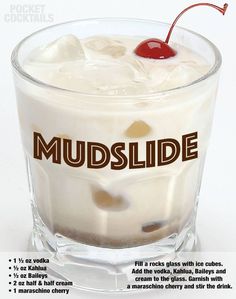 Drink Shots, Half And Half Cream, Mudslide, Cocktail Desserts, Maraschino Cherry, Amy Winehouse, Cocktail Drinks, Mixed Drinks, Vodka