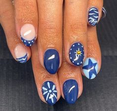 Creative Gel Nails, Nails For Alaska, Stingray Nails, Surfer Nails, Colorado Nails, Mismatch Nails, Funky Summer Nails, Teen Nails, Hello Nails