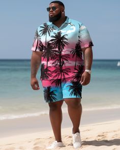 Introducing the Plus Size L-9XL Hawaiian Shirt Shorts Setyour ultimate summer companion! This vibrant outfit features a breezy, short-sleeve Hawaiian-style shirt paired with comfortable shorts, perfect for the modern man who loves to stay stylishly casual. Crafted from lightweight, breathable cotton, this set ensures you stay cool and dry even on the hottest days. With eye-catching prints inspired by the lush landscapes of Hawaii, this ensemble adds a splash of color to any occasion. Available i Short Sleeve Camp Shirt For Beach In Summer, Summer Beach Camp Shirt With Short Sleeves, Beachwear Short Sleeve Hawaiian Shirt For Vacation, Pink Hawaiian Camp Shirt For Beach, Beach Party Hawaiian Shirt With Short Sleeves, Beachwear Camp Shirt With Short Sleeves For Vacation, Pink Tropical Camp Shirt For Vacation, Tropical Pink Camp Shirt For Vacation, Pink Shorts For Beach Party In Summer