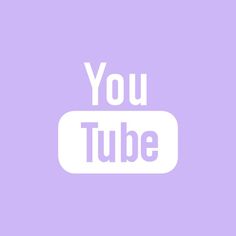 the words you tube are in white on a purple background