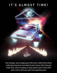 the back to the future movie poster with an image of a deloret car