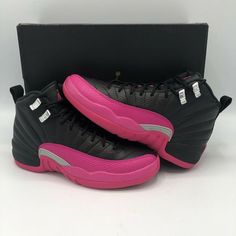 UP FOR SALE IS A 100% AUTHENTIC PAIR OF Nike Air Jordan Retro 12 Deadly pink Size 5y Condition Great condition Like new Worn only 1-2 times VIEW PICTURES TO JUDGE THE CONDITION FOR YOURSELF   Original box included and double box shipped VERY RARE TO FIND IN THIS CONDITION AND SIZE!!!  I don't see many on eBay  ANY QUESTIONS PLEASE ASK!! NO TRADES!!! CHECK OUT THE PICTURES, THESE ARE THE EXACT Shoes YOU WILL BE RECEIVING!!! SHIPPING: Shipping is not free but it is fast.  Price is based on USPS price  USPS PRIORITY MAIL (2-3 DAY DELIVERY) WE WILL PROVIDE A TRACKING NUMBER ALL SHOES WILL BE SHIPPED AFTER CLEARED PAYMENT We try to ship within 24 hours after payment, sometimes same day. (Excludes Holidays and weekends.) International shipping is available with eBay global shipping program only. Pink Nike Air, Jordan Retro 12, Nike Air Jordan Retro, Air Jordan Retro, Pink Nike, View Pictures, Air Jordans Retro, Jordan Retro