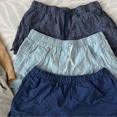 Five Patagonia Shorts (2 Blue, 1 Teal And 2 Khaki Shorts) One Black Patagonia Cropped Leggings. Patagonia Shorts, Khaki Shorts, Patagonia Womens, Cropped Leggings, Patagonia, Black Blue, Blue Black, Size 6, Leggings