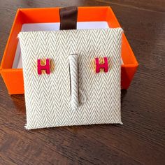 Authentic Herms Boucles D’oreilles Mini Pop H Earrings. Never Worn, Full Inclusion Set. Luxury Rectangular Earrings As Gift, Luxury Rectangular Earrings For Gift, Designer Red Earrings For Gifts, H Earrings, Enamel Stud Earrings, Vintage Chanel Handbags, Hermes Jewelry, H Logos, Costume Earrings