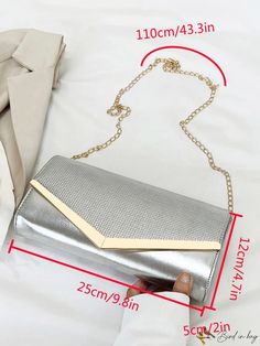 BirdinBag - Chic Metallic Envelope Bag with Flap and Chain for Stylish Decor Chic Silver Envelope Evening Bag, Rectangular Flap Bag With Chain Strap For Party, Envelope Evening Bag With Chain Strap As Gift, Chain Strap Envelope Evening Bag, Formal Envelope Bag With Chain Strap, Party Clutch Flap Bag With Chain Strap, Party Envelope Shoulder Bag With Chain Strap, Party Envelope Bag With Chain Strap, Chain Pattern