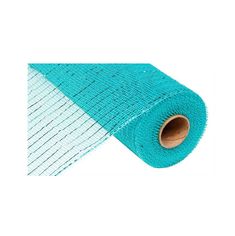 a roll of blue cloth on top of a white surface