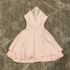 Blush Pink Never Worn Open Back Skater Dress From Dainty Hooligan Boutique. Stretchy Material Allowing Give And Making It Super Comfortable! Mosaic Dress, Ruffle Bottom Dress, Braided Dress, Deep V Dress, White Shift Dresses, Casual White Dress, Lace Pink Dress, Chevron Dress, Floral Sheath Dress