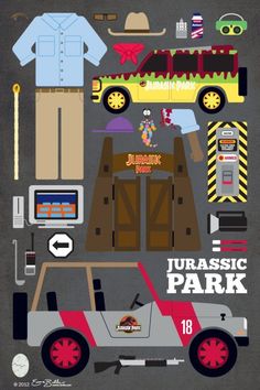 the back to the future movie poster is shown with various items and accessories on it