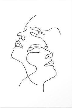 a black and white line drawing of a woman's face with her eyes closed